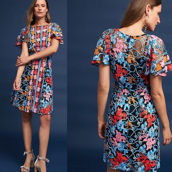 NWT ANTHROPOLOGIE Eva Ferrah Embroidered Dress - Picture 7 of 8